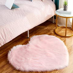 Heart Shaped Pink Shag Rug for Girls Bedroom