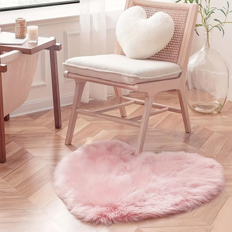 Heart Shaped Pink Shag Rug for Girls Bedroom