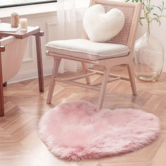 Heart Shaped Pink Shag Rug for Girls Bedroom