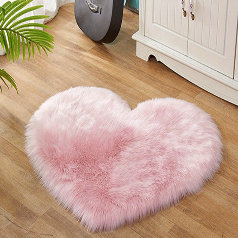 Heart Shaped Pink Shag Rug for Girls Bedroom