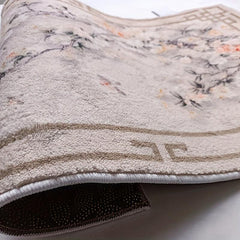 Soft Fluffy Floral Area Rugs Light Faux Wool Carpet for Living Room Bedroom