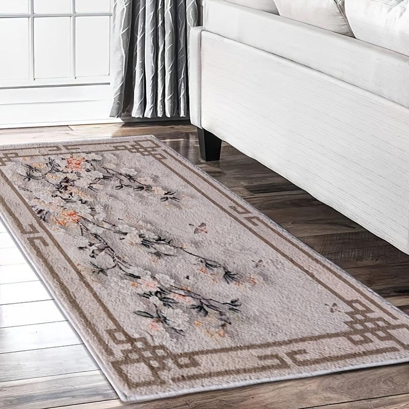 Soft Fluffy Floral Area Rugs Light Faux Wool Carpet for Living Room Bedroom