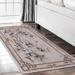 Soft Fluffy Floral Area Rugs Light Faux Wool Carpet for Living Room Bedroom