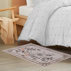 Soft Fluffy Floral Area Rugs Light Faux Wool Carpet for Living Room Bedroom