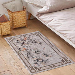 Soft Fluffy Floral Area Rugs Light Faux Wool Carpet for Living Room Bedroom