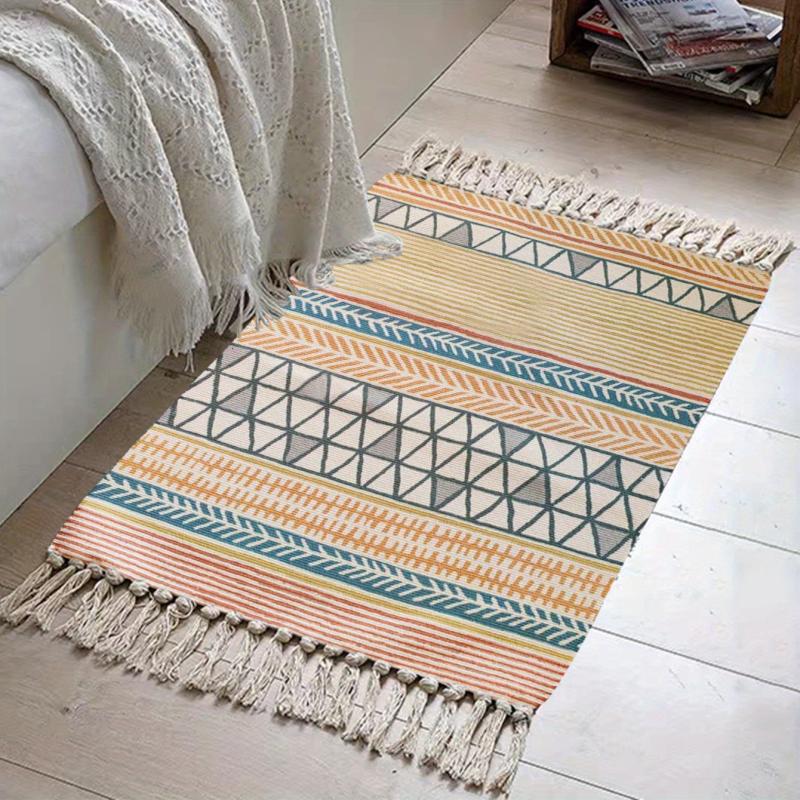 Bohemian Multicolor Tassel Floor Mat - Geometric Kitchen Rug