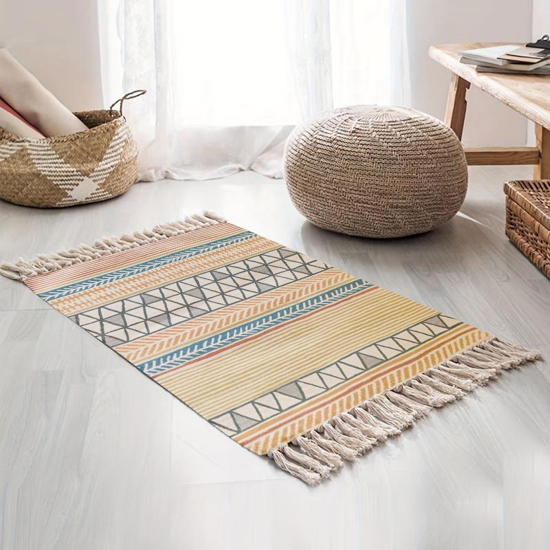 Bohemian Multicolor Tassel Floor Mat - Geometric Kitchen Rug