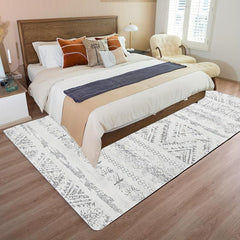 Modern Geometric Faux Cashmere Area Rug Non Slip TPR Backing