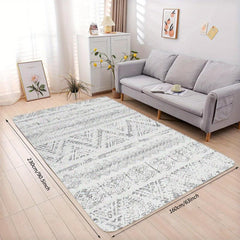 Modern Geometric Faux Cashmere Area Rug Non Slip TPR Backing