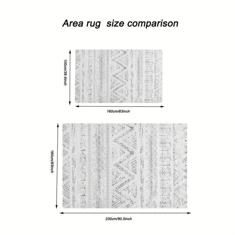 Modern Geometric Faux Cashmere Area Rug Non Slip TPR Backing