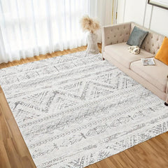 Modern Geometric Faux Cashmere Area Rug Non Slip TPR Backing