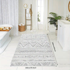 Modern Geometric Faux Cashmere Area Rug Non Slip TPR Backing