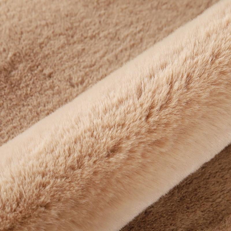 Khaki Faux Fur Area Rug for Bedroom Floor Mat