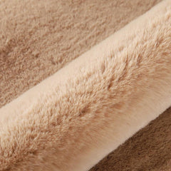 Khaki Faux Fur Area Rug for Bedroom Floor Mat