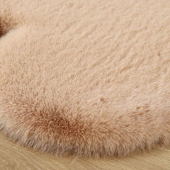 Khaki Faux Fur Area Rug for Bedroom Floor Mat