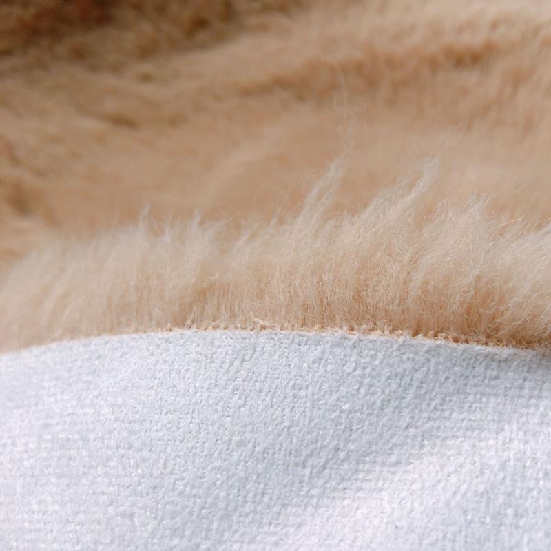 Khaki Faux Fur Area Rug for Bedroom Floor Mat