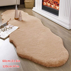 Khaki Faux Fur Area Rug for Bedroom Floor Mat