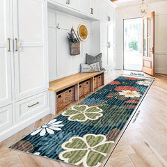 Modern Floral 2'X10' Runner Rug Soft Laundry Room Rug Non Slip Kitchen Mat