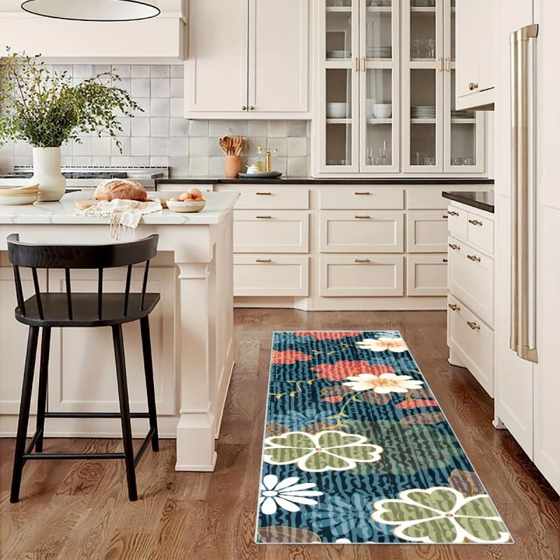 Modern Floral 2'X10' Runner Rug Soft Laundry Room Rug Non Slip Kitchen Mat