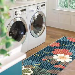 Modern Floral 2'X10' Runner Rug Soft Laundry Room Rug Non Slip Kitchen Mat