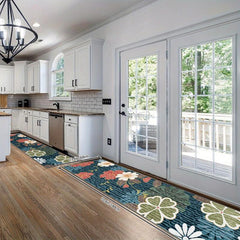 Modern Floral 2'X10' Runner Rug Soft Laundry Room Rug Non Slip Kitchen Mat