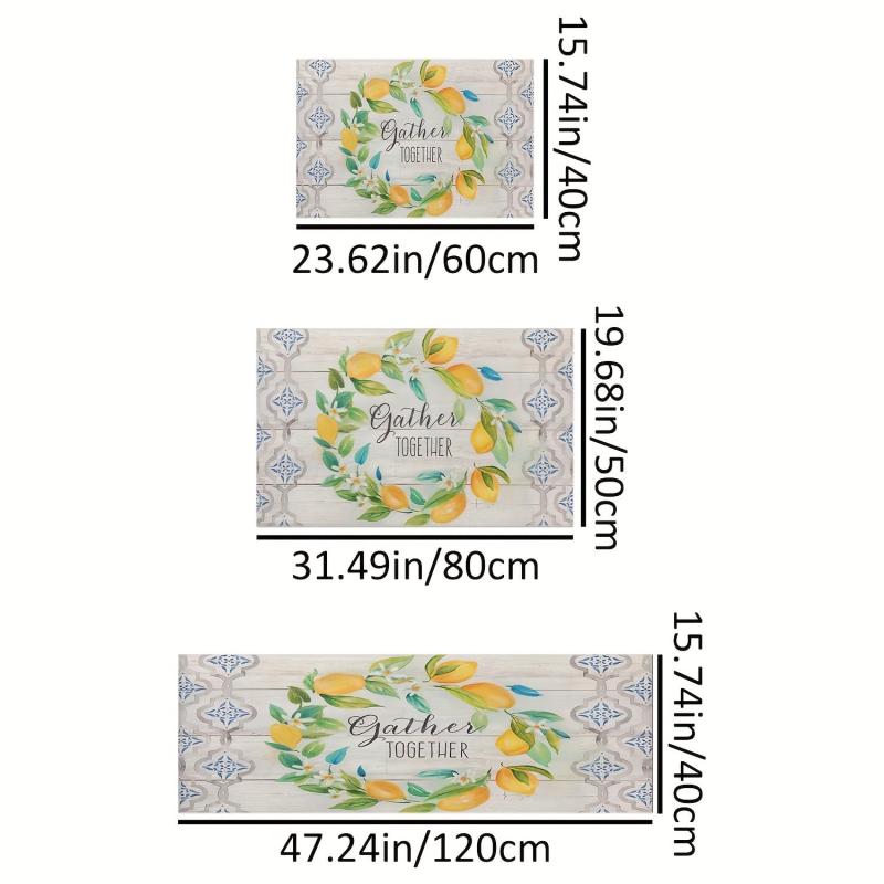 Non Slip Lemon Kitchen Mat for Home Decor and Doormat