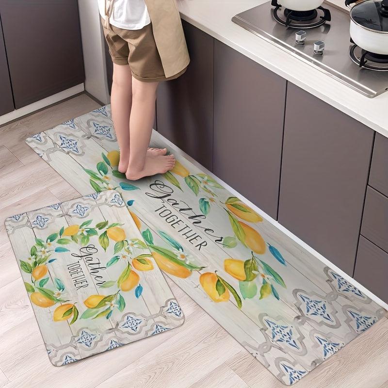 Non Slip Lemon Kitchen Mat for Home Decor and Doormat