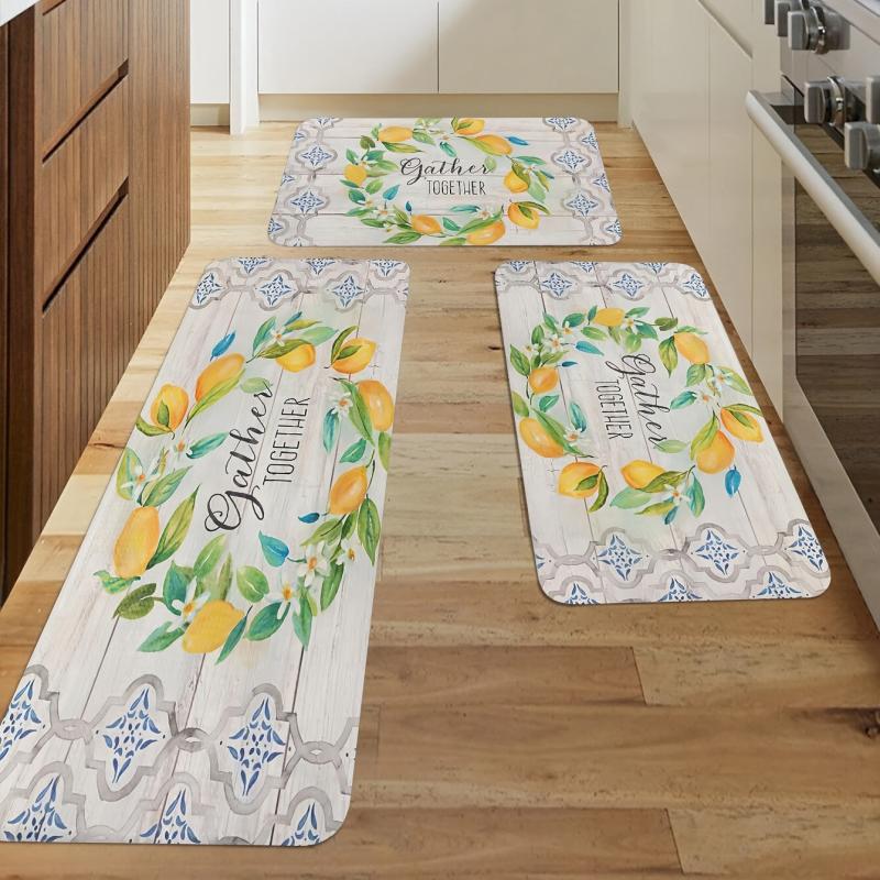 Non Slip Lemon Kitchen Mat for Home Decor and Doormat