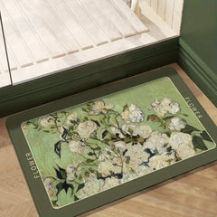 Soft Diatom Mud Mat Floral Water Absorbent Washable Bath Rugs Non Slip Carpet