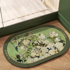 Soft Diatom Mud Mat Floral Water Absorbent Washable Bath Rugs Non Slip Carpet