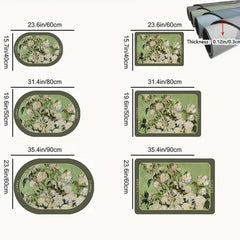Soft Diatom Mud Mat Floral Water Absorbent Washable Bath Rugs Non Slip Carpet