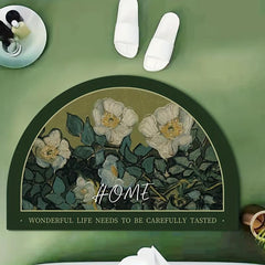 Soft Diatom Mud Mat Floral Water Absorbent Washable Bath Rugs Non Slip Carpet