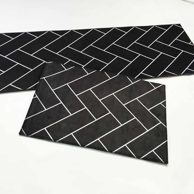 2pcs Stylish Kitchen Rug & Mat Set Non Slip Floor Mats for Kitchen