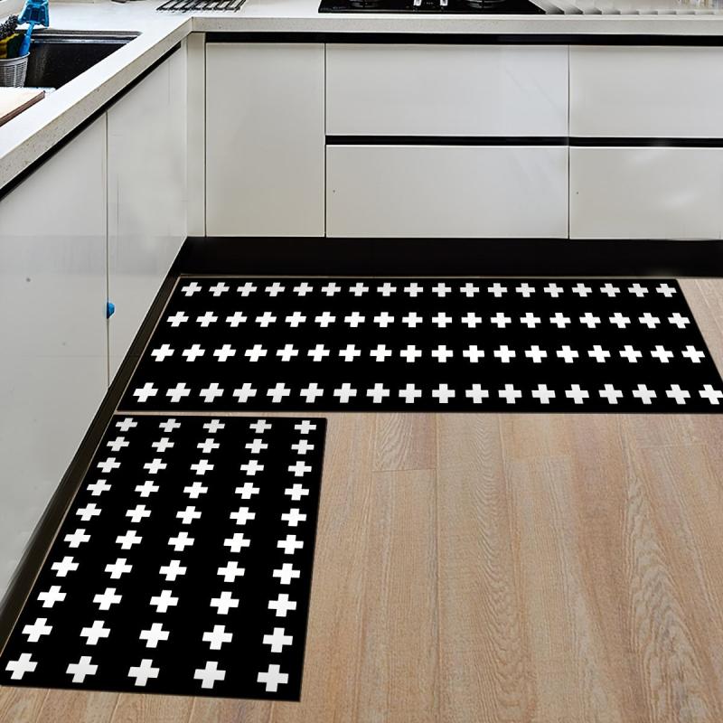 2pcs Stylish Kitchen Rug & Mat Set Non Slip Floor Mats for Kitchen