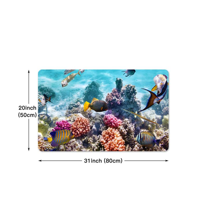Marine Life Print Sponge Floor Mat for Kitchen and Bathroom