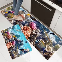 Marine Life Print Sponge Floor Mat for Kitchen and Bathroom