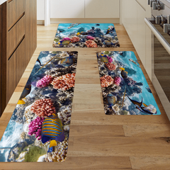 Marine Life Print Sponge Floor Mat for Kitchen and Bathroom