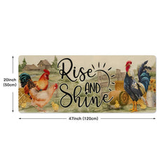 Rustic Rooster Kitchen Mat, Absorbent Bath Mat, Entrance Doormat