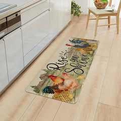 Rustic Rooster Kitchen Mat, Absorbent Bath Mat, Entrance Doormat