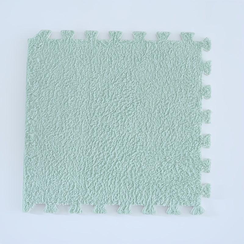 10pcs Plush Puzzle Foam Floor Mat Seat Mat Square Interlocking Carpet