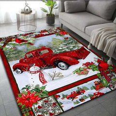 Christmas Red Santa Truck Pattern Carpet Door Floor Mat Doormat