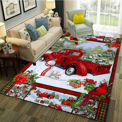 Christmas Red Santa Truck Pattern Carpet Door Floor Mat Doormat