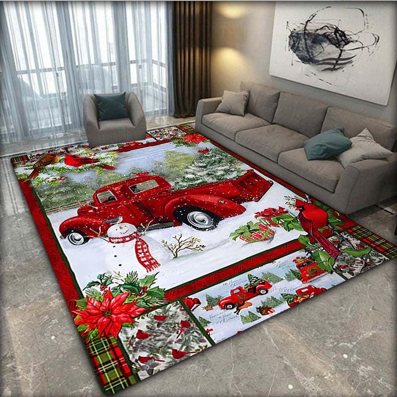 Christmas Red Santa Truck Pattern Carpet Door Floor Mat Doormat