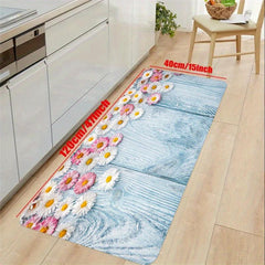 Soft Daisy Kitchen Rug Anti Fatigue Memory Foam Non Slip Runner Rug