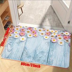 Soft Daisy Kitchen Rug Anti Fatigue Memory Foam Non Slip Runner Rug
