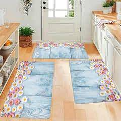 Soft Daisy Kitchen Rug Anti Fatigue Memory Foam Non Slip Runner Rug