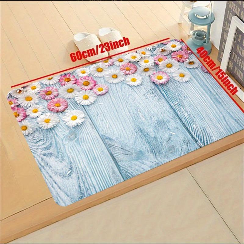 Soft Daisy Kitchen Rug Anti Fatigue Memory Foam Non Slip Runner Rug