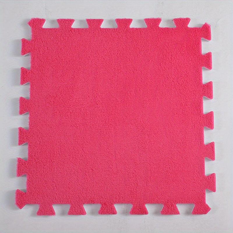 10pcs Plush Puzzle Foam Floor Mat Interlocking Carpet Anti Slip