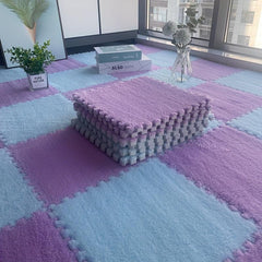 10pcs Plush Puzzle Foam Floor Mat Interlocking Carpet Anti Slip