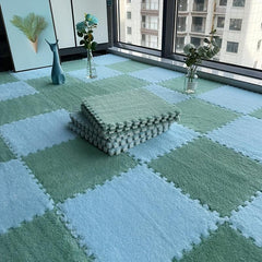 10pcs Plush Puzzle Foam Floor Mat Interlocking Carpet Anti Slip